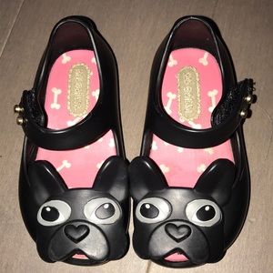 Mini Melissa Black Frenchie Dog Shoes Size 5